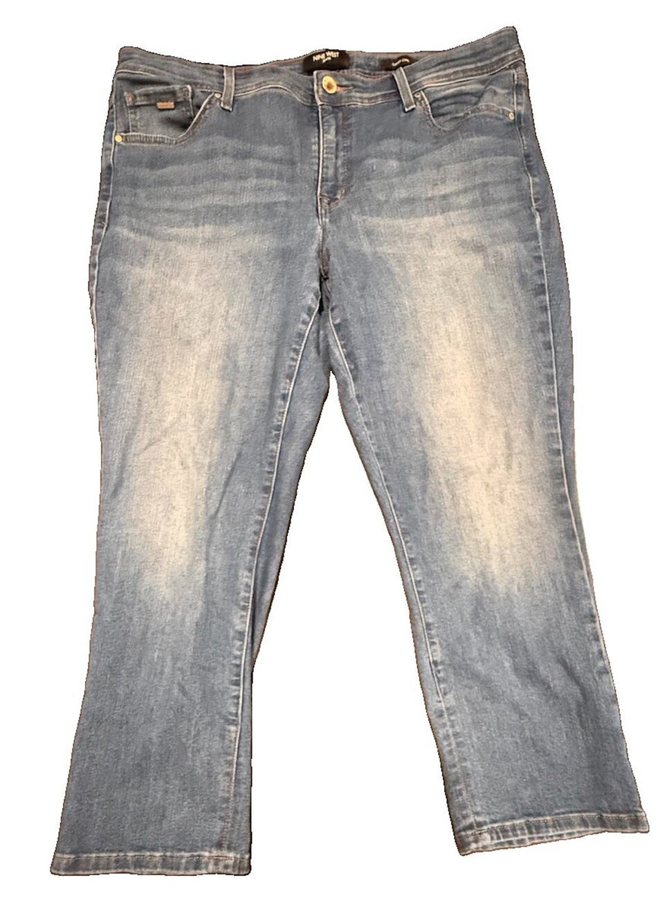Nine West Women’s 16W Cure Capri Stretch Blue Denim Jeans Plus Size Cropped